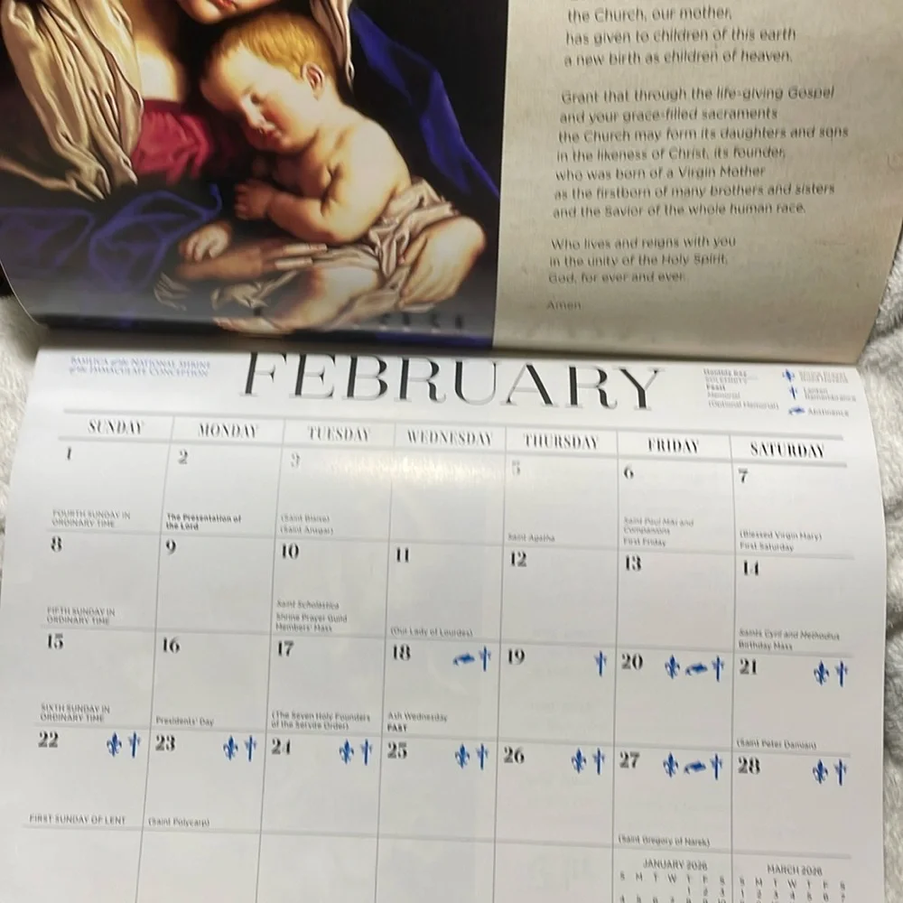 2026 Religious Holy Days “Our Lady in Art” Mother Mary Wall Calendar BONUS mini